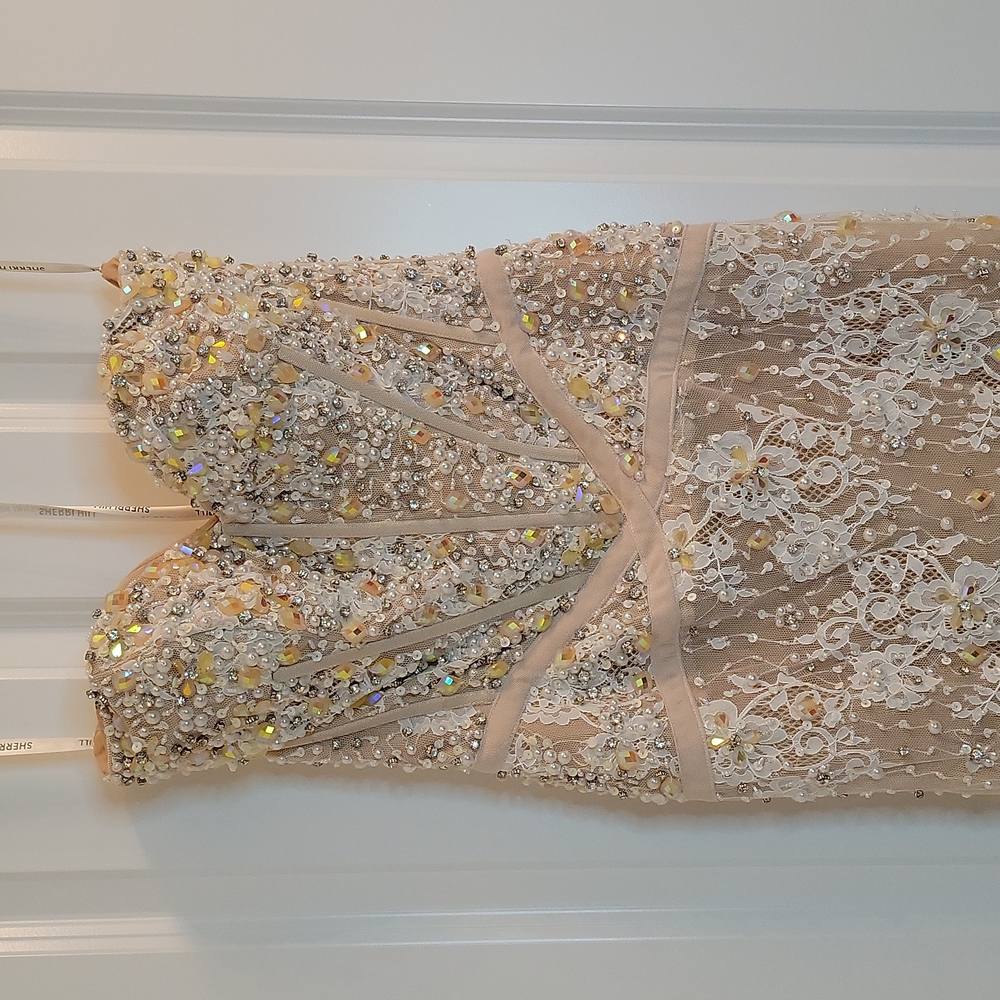 Ivory/Nude lace Sherri Hill Gown